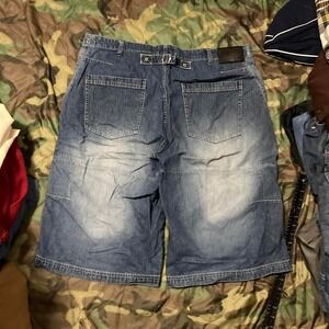 Sean John buckle back baggy jean shorts washed vtg 90s size 40/15.5